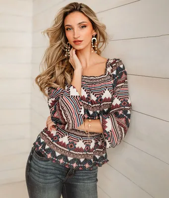 Sterling & Stitch Metallic Peplum Top