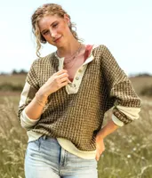 Gimmicks Checker Henley Sweater