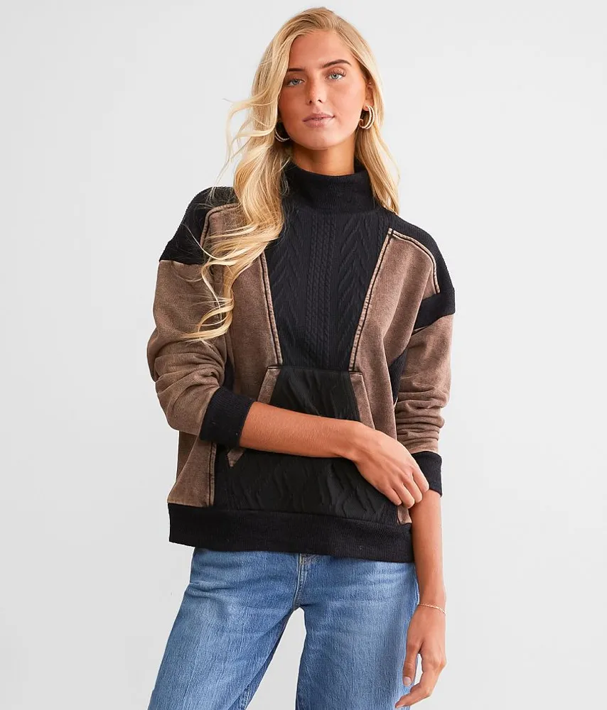 Pieced Sweater Knit Pullover