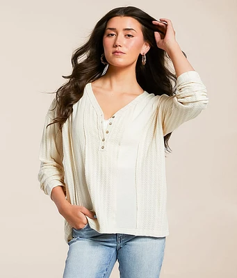 BKE Raw Edge Pieced Henley