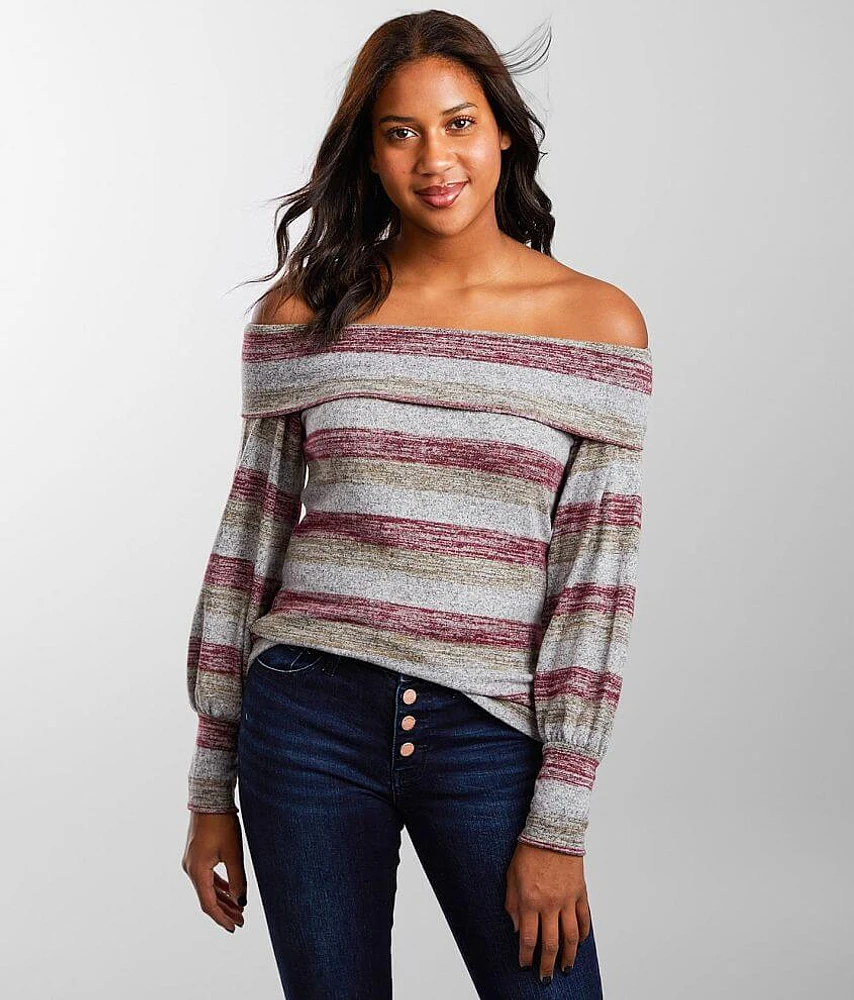 Brushed Knit Off The Shoulder Top