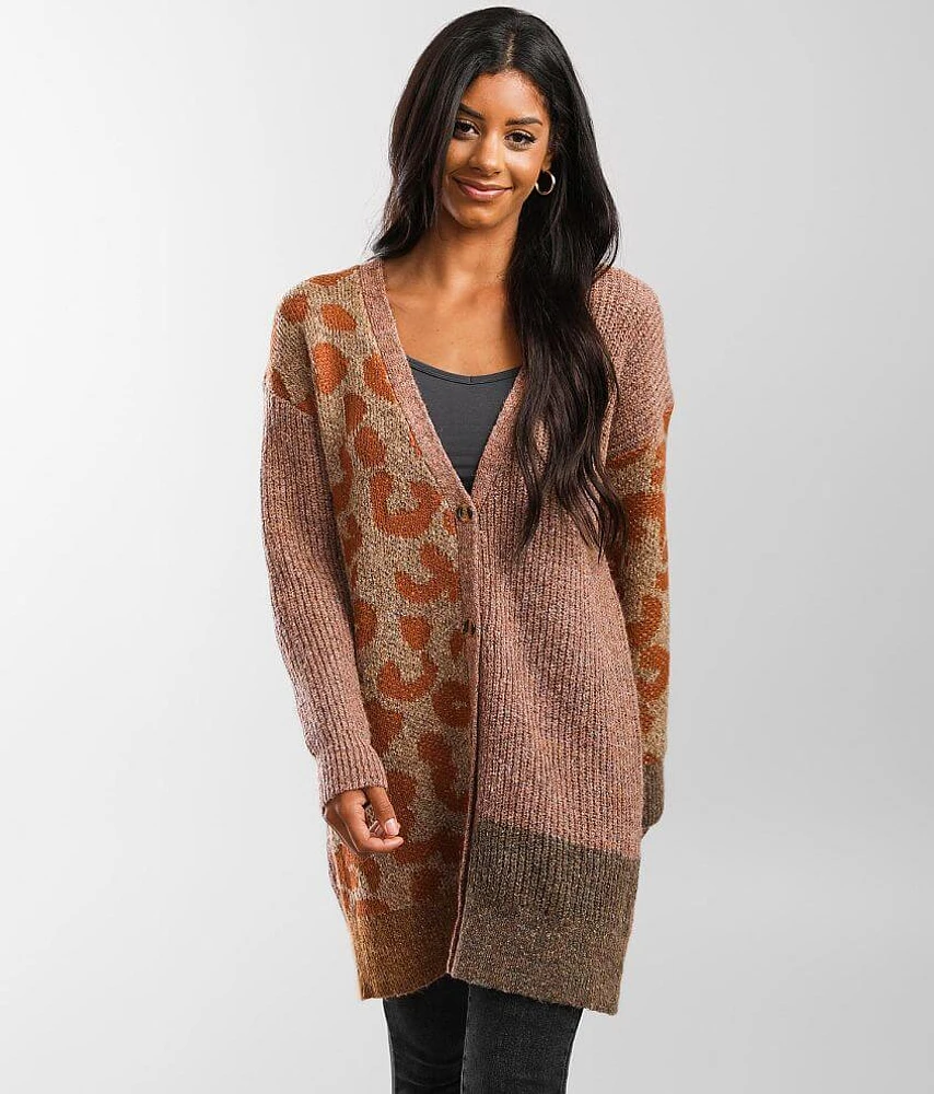 Patchwork Leopard Cardigan Sweater