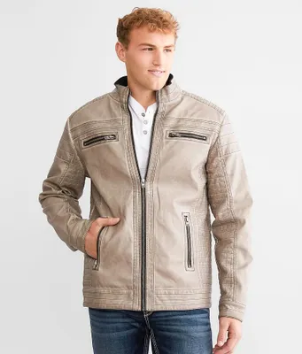 Buckle Black Washed Faux Leather Jacket