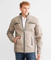 Buckle Black Washed Faux Leather Jacket