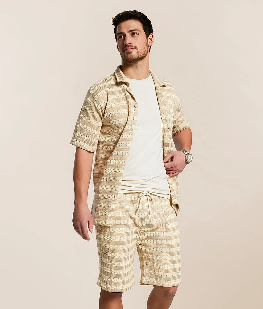 Fried Waters Crochet Striped Shirt