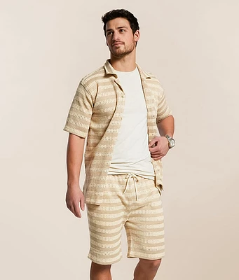 Fried Waters Crochet Striped Shirt