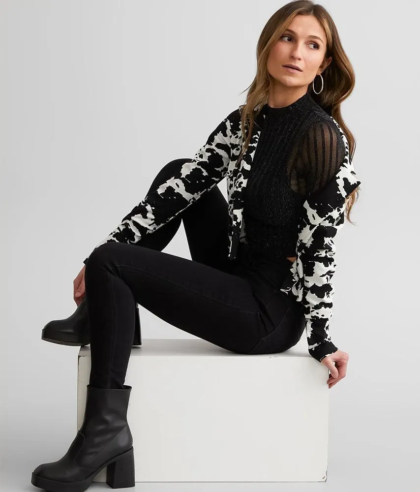 Cow Print Cropped Blazer