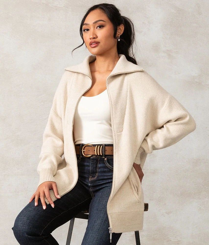 Brushed Knit Cardigan Sweater
