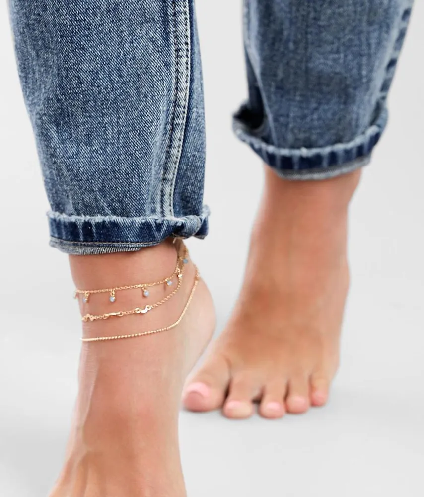 3 Pack Moon Ankle Bracelet Set