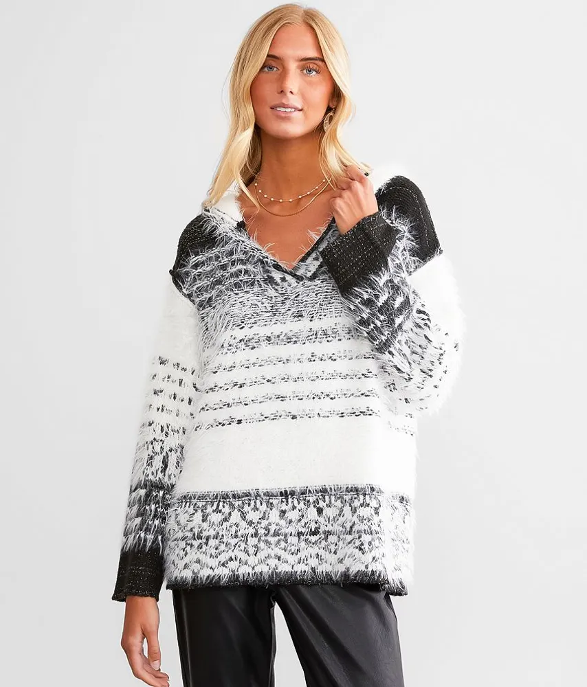 Eyelash Knit Hooded Sweater