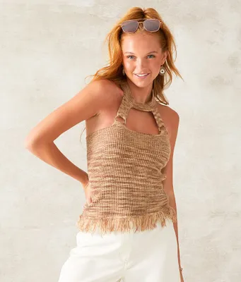 33 Coastal Halter Neck Cropped Sweater Knit Tank Top