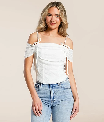 Willow & Root Floral Lace Cold Shoulder Top