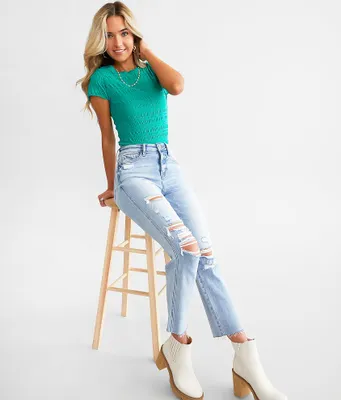 Flying Monkey High Rise Cropped Straight Stretch Jean