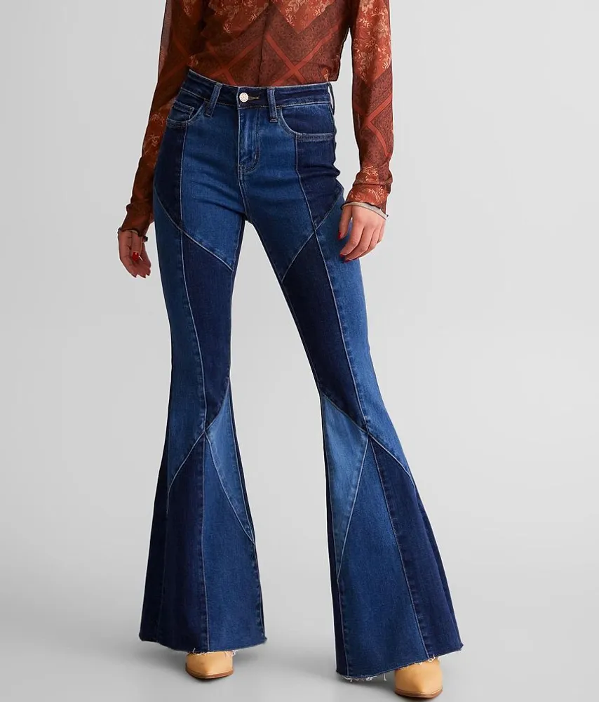 High Rise Pieced Super Flare Stretch Jean