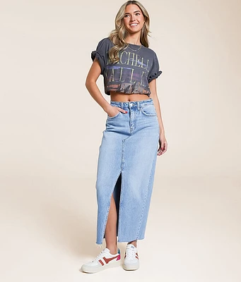 VERVET Claudia High Rise Midi Denim Skirt
