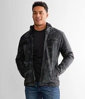 Buckle Black Faux Leather Hooded Jacket