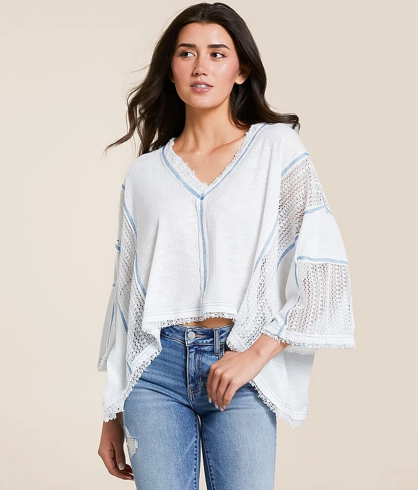 POL Contrast Stitch Boxy Top