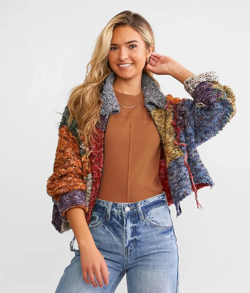 Rainbow Brushed Eyelash Cardigan Sweater