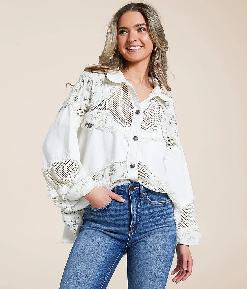 Pieced Floral Mesh Jacket