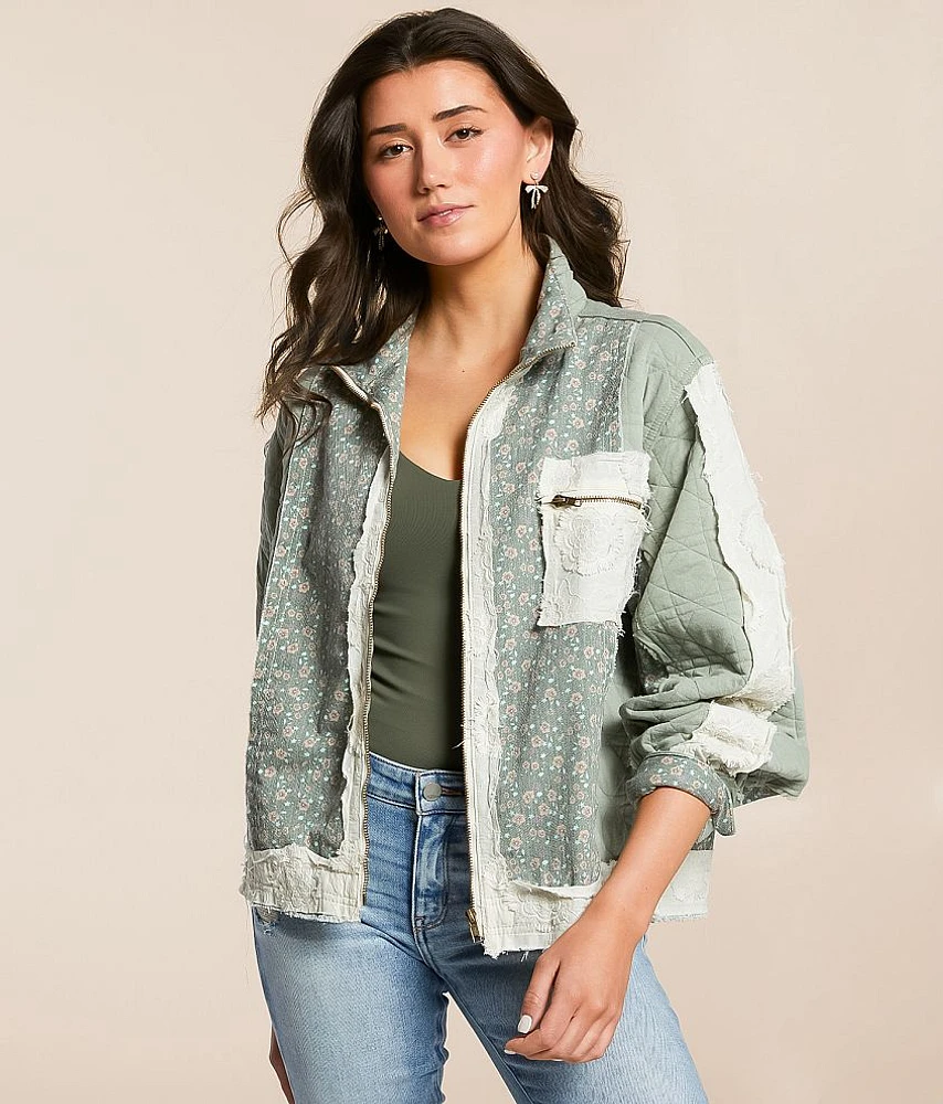 Pieced Floral Quilted Jacket