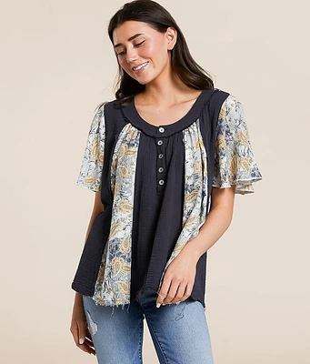 POL Paisley Floral Henley