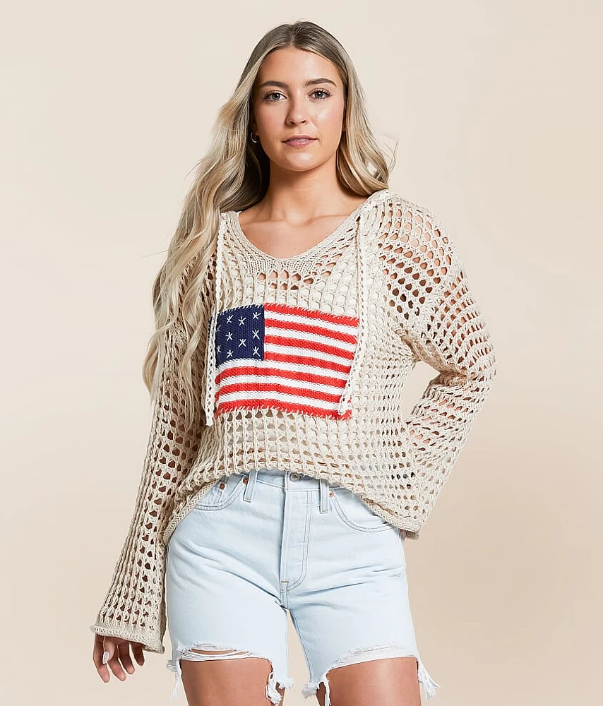 POL American Flag Hooded Sweater