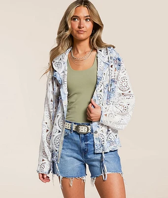 POL Crochet Hooded Shacket