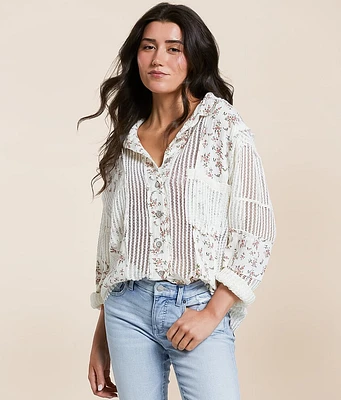POL Floral Crochet Shirt