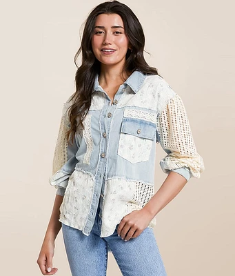 POL Floral Lace Western Oversized Shacket