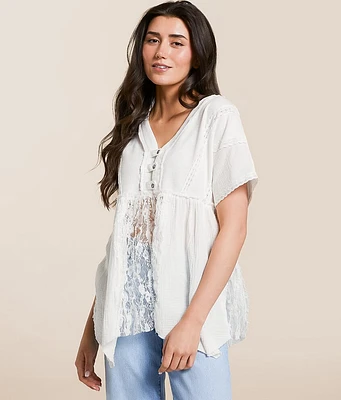 POL Pieced Lace Babydoll Henley