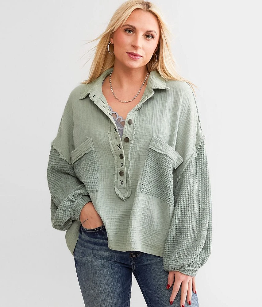 Textured Henley Pullover