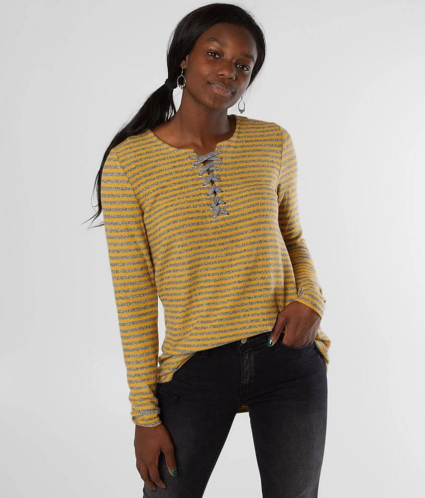Brushed Hacci Striped Top