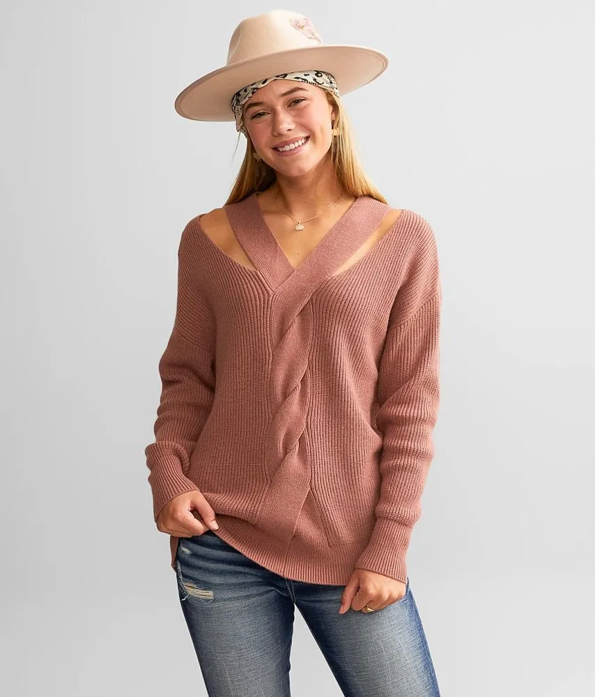 Cut-Out Ribbed Sweater