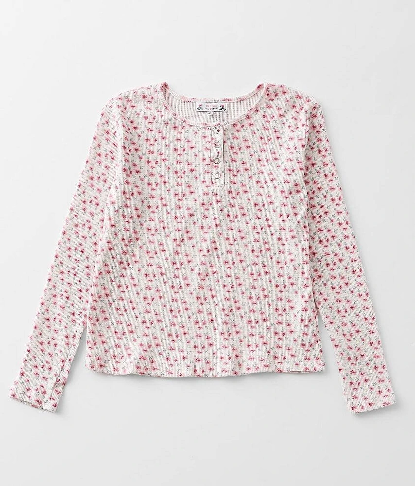 Girls - Floral Thermal Henley