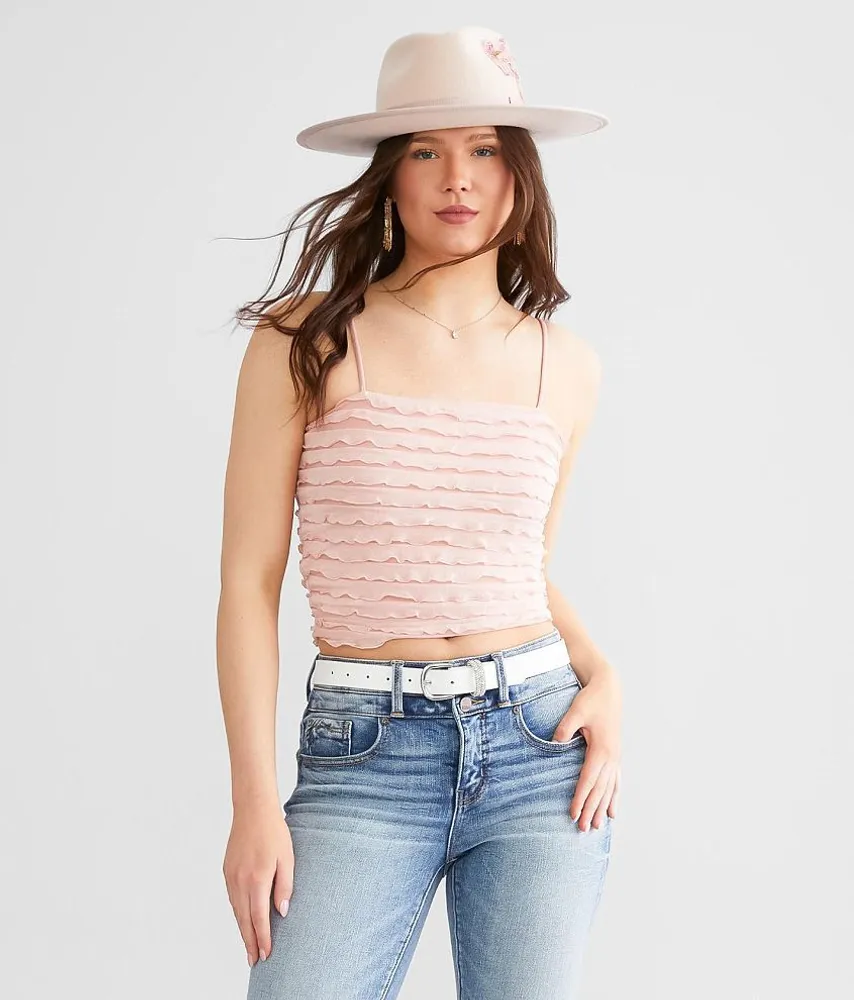 Cropped Ruffle Tank Top