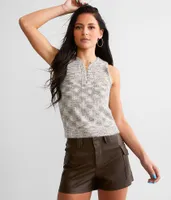 Gilded Intent Eyelash Sweater Knit Tank Top