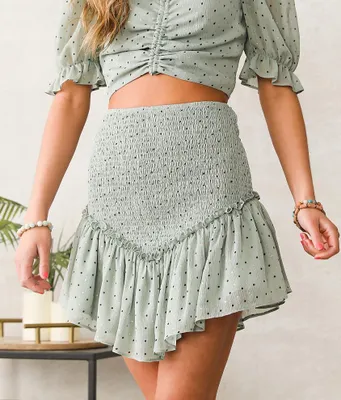 Privy Polka Dot Smocked Skirt