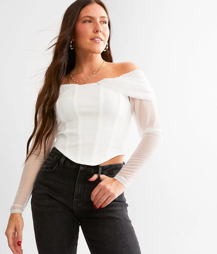 Willow & Root Mesh Off The Shoulder Corset Top