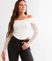 Willow & Root Mesh Off The Shoulder Corset Top