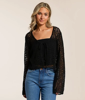 Beivy Front Tie Cropped Cardigan Sweater