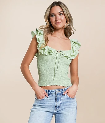 Willow & Root Smocked Ruffle Cropped Tank Top
