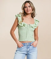 Willow & Root Smocked Ruffle Cropped Tank Top