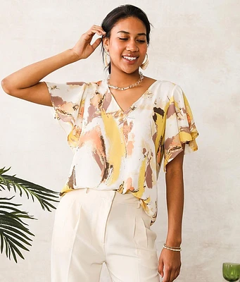 Willow & Root Printed Chiffon Top