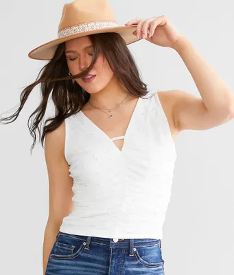 Willow & Root Faux Pearl Mesh Tank Top