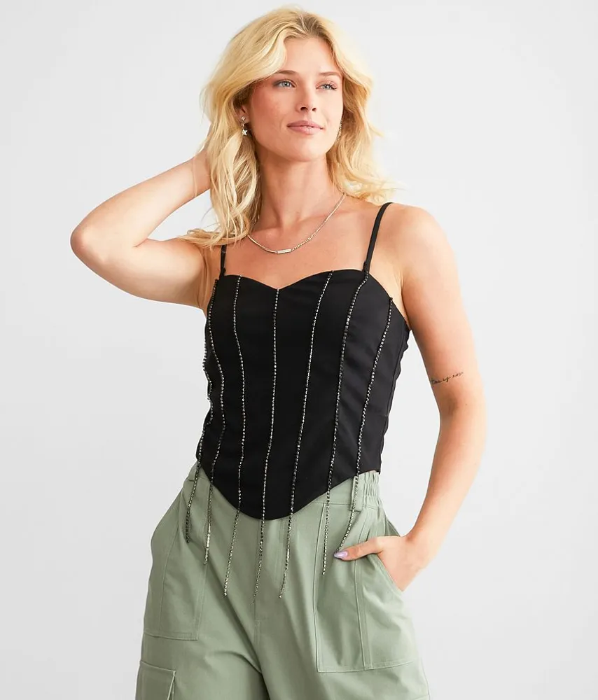 Rhinestone Fringe Tube Top