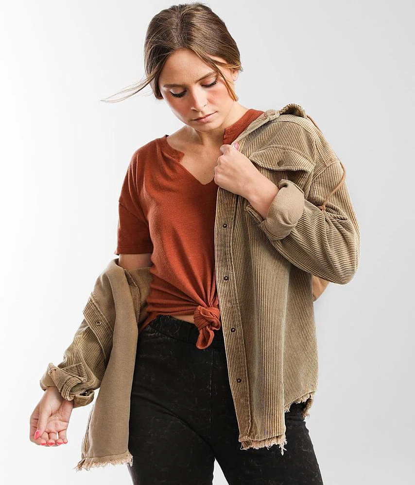 Hooded Corduroy Shacket