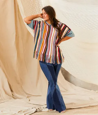 Gimmicks Striped Fringe Hooded Sweater