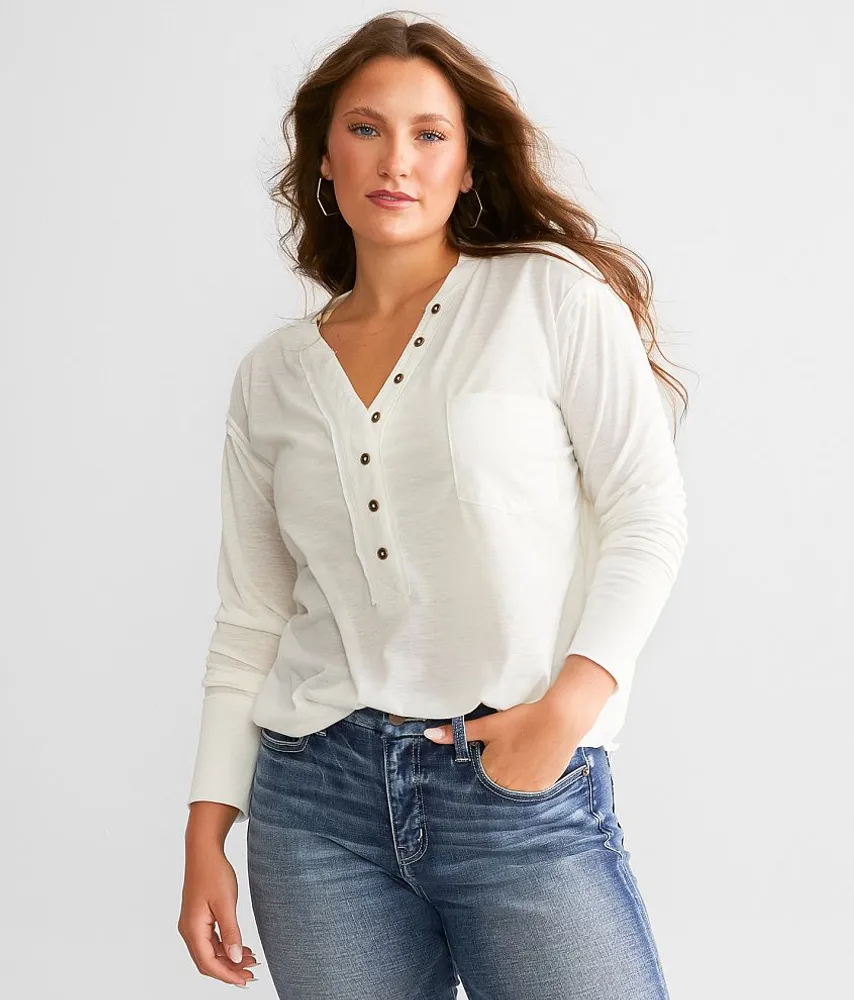 Pieced Raw Edge Henley