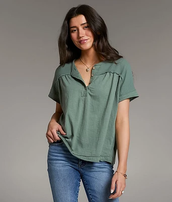 BKE Raw Edge Slub Knit Henley