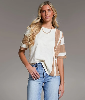 BKE Pieced Open Weave T-Shirt